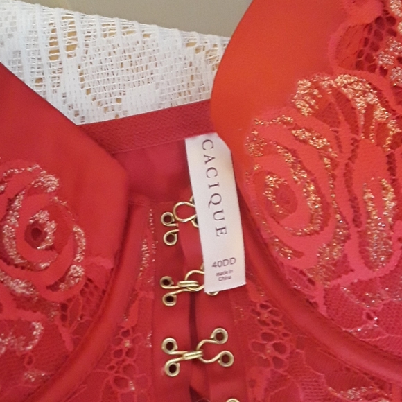 Cacique Bustier red lace size 40dd - Picture 5 of 6